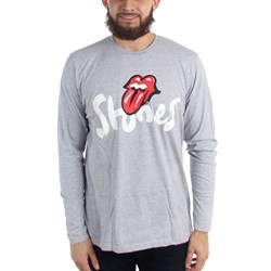Rolling Stones - Mens Brush Stroke Stones Athletic Grey Long Sleeve T-Shirt