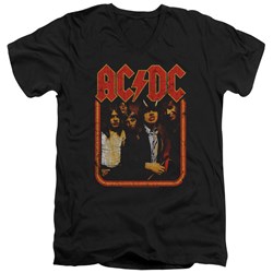 Acdc - Mens Group Distressed V-Neck T-Shirt