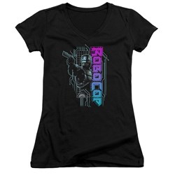 Robocop - Juniors Robo Neon V-Neck T-Shirt