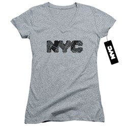 New York City - Juniors Nyc Map Fill V-Neck T-Shirt