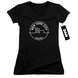 New York City - Juniors See Nyc Queens V-Neck T-Shirt
