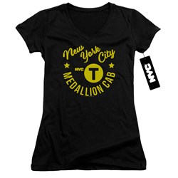 New York City - Juniors Nyc Hipster Taxi Tee V-Neck T-Shirt