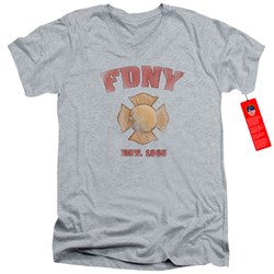 New York City - Mens Fdny Vintage Badge V-Neck T-Shirt