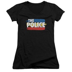 The Police - Juniors Three Stripes Logo V-Neck T-Shirt
