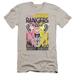 Power Rangers - Mens Pink & Yellow Deco Premium Slim Fit T-Shirt