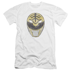 Power Rangers - Mens White Ranger Mask Premium Slim Fit T-Shirt