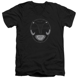 Power Rangers - Mens Black Ranger Mask V-Neck T-Shirt