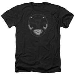 Power Rangers - Mens Black Ranger Mask Heather T-Shirt