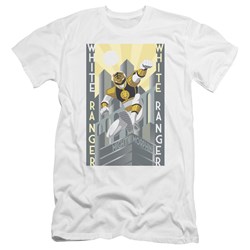 Power Rangers - Mens White Ranger Deco Premium Slim Fit T-Shirt