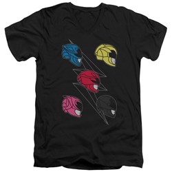 Power Rangers - Mens Line Helmets V-Neck T-Shirt