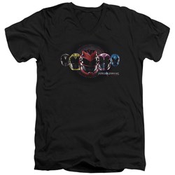 Power Rangers - Mens Head Group V-Neck T-Shirt