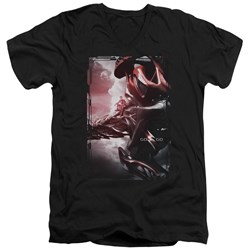 Power Rangers - Mens Red Zord Poster V-Neck T-Shirt