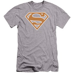 Superman - Mens Burnt Orange&White Shield Premium Slim Fit T-Shirt