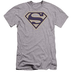 Superman - Mens Navy & Gold Shield Premium Slim Fit T-Shirt