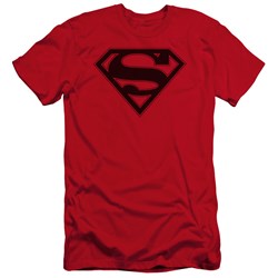Superman - Mens Red & Black Shield Premium Slim Fit T-Shirt