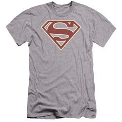 Superman - Mens Crimson & Cream Shield Premium Slim Fit T-Shirt