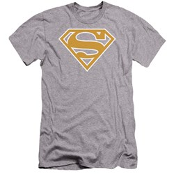 Superman - Mens Lt Orange & White Shield Premium Slim Fit T-Shirt