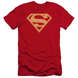 Superman - Mens Red & Gold Shield Premium Slim Fit T-Shirt