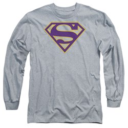 Superman - Mens Purple & Gold Shield Long Sleeve T-Shirt