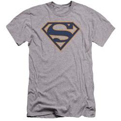 Superman - Mens Navy & Orange Shield Premium Slim Fit T-Shirt