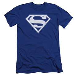 Superman - Mens Blue & White Shield Premium Slim Fit T-Shirt