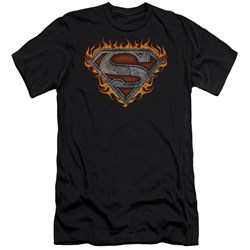 Superman - Mens Iron Fire Shield Premium Slim Fit T-Shirt