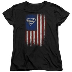 Superman - Womens Old Glory Shield T-Shirt