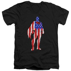 Superman - Mens Flag Silhouette V-Neck T-Shirt
