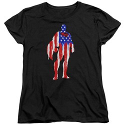 Superman - Womens Flag Silhouette T-Shirt