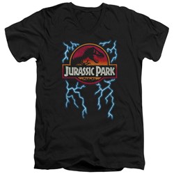 Jurassic Park - Mens Lightning Logo V-Neck T-Shirt