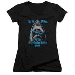 Jaws - Juniors Boat In Mouth V-Neck T-Shirt