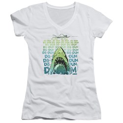 Jaws - Juniors Da Dum V-Neck T-Shirt