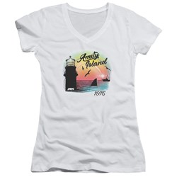 Jaws - Juniors Amity Island V-Neck T-Shirt