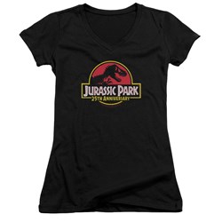 Jurassic Park - Juniors 25Th Anniversary Logo V-Neck T-Shirt