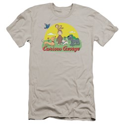 Curious George - Mens Sunny Friends Premium Slim Fit T-Shirt