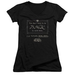 Fantastic Beasts - Juniors Magic To Work Here V-Neck T-Shirt