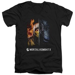 Mortal Kombat - Mens Fire And Ice V-Neck T-Shirt