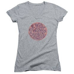 Willy Wonka And The Chocolate Factory - Juniors Circle Logo V-Neck T-Shirt