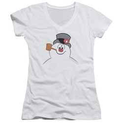 Frosty The Snowman - Juniors Frosty Face V-Neck T-Shirt
