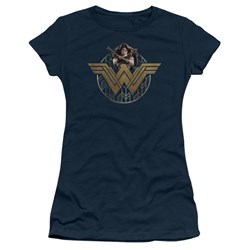 Wonder Woman Movie - Juniors Power Stance And Emblem T-Shirt