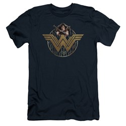 Wonder Woman Movie - Mens Power Stance And Emblem Slim Fit T-Shirt