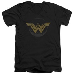Wonder Woman Movie - Mens Distressed Logo V-Neck T-Shirt