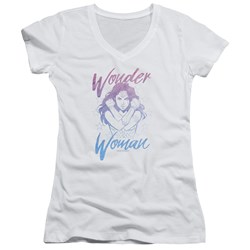 Wonder Woman Movie - Juniors Retro Stance V-Neck T-Shirt