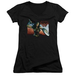 Wonder Woman Movie - Juniors Warrior Woman V-Neck T-Shirt
