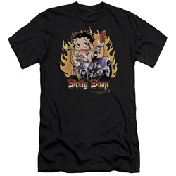 Betty Boop - Mens Biker Flames Boop Premium Slim Fit T-Shirt
