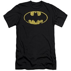 Batman - Mens Classic Logo Distressed Premium Slim Fit T-Shirt