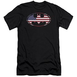 Batman - Mens American Flag Oval Premium Slim Fit T-Shirt