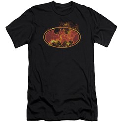 Batman - Mens Flames Logo Premium Slim Fit T-Shirt