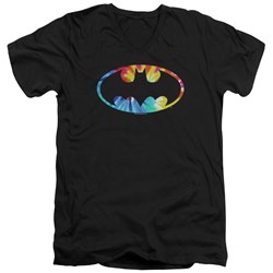 Batman - Mens Tie Dye Batman Logo V-Neck T-Shirt
