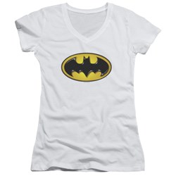 Batman - Juniors Airbrush Bat Symbol V-Neck T-Shirt